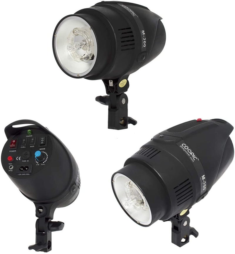 Coopic M-300 Photo Studio Strobe Flash Light Full Kit Black  - Image 2