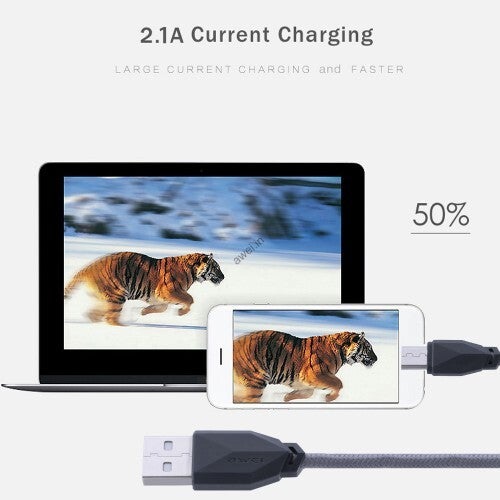 Awei Micro USB Data Cable Grey/Black - Image 3