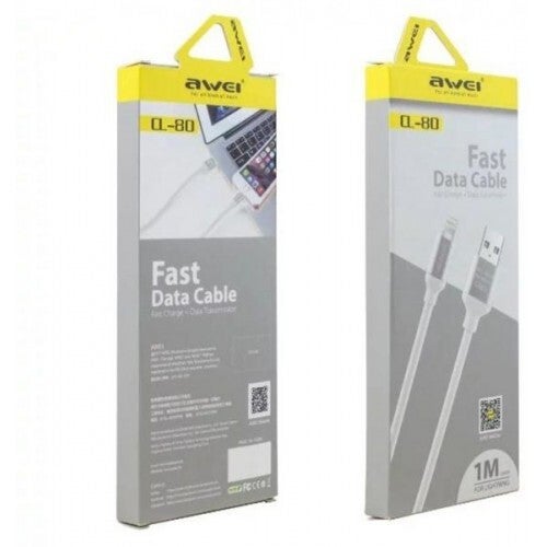 Awei Lightning To USB Data Sync Charging Cable White - Image 2