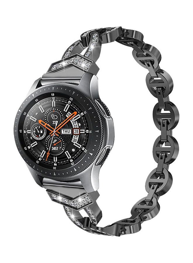 O Ozone Steel With Rhinestone Alloy Strap For Women Compatible With Galaxy Watch 3 Black 