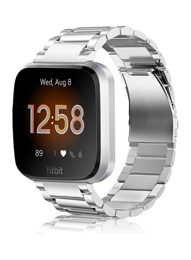 O Ozone Stainless Steel Strap Compatible With Fitbit Versa 2 Silver - Image 1
