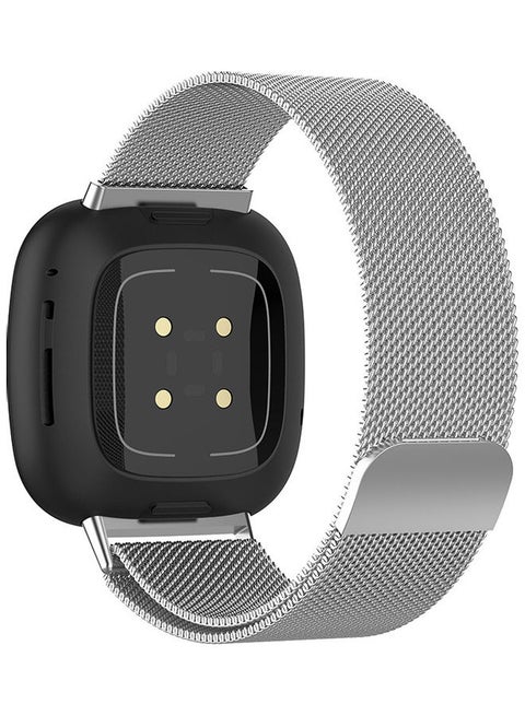 Replacement Band Milanese Loop Mesh Magnetic Wristband For Fitbit Versa 3 Silver
