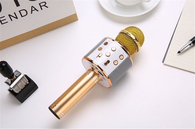 Karaoke Wireless Bluetooth Microphone Gold - Image 2
