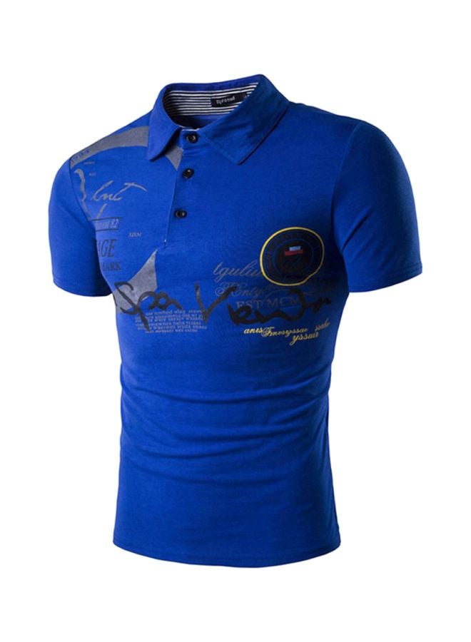 شاربدو تيشرت بولو بأكمام قصيرة ورقبة دائرية أزرق - Image 1