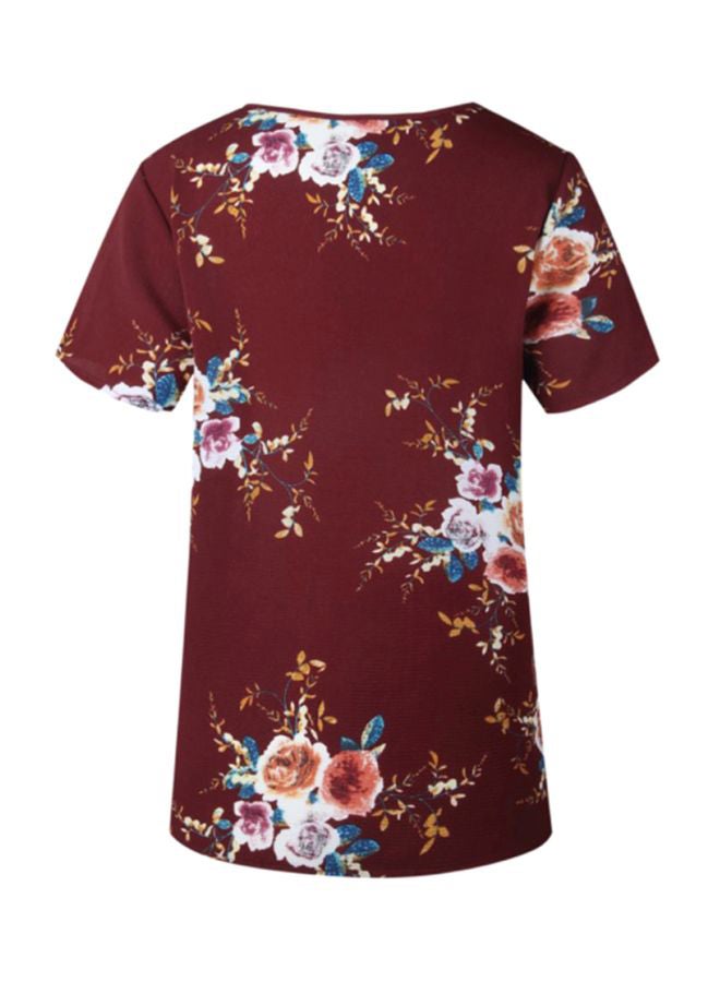 شاربدو بلوزة بوليستر مزينة بطبعات أحمر واين/ أخضر/ بني - Image 2