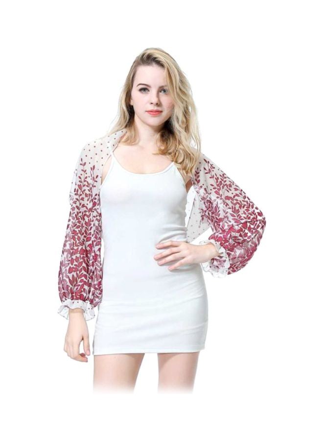 Sharpdo Long Sleeve Blouse Wine Red/White  - Image 1
