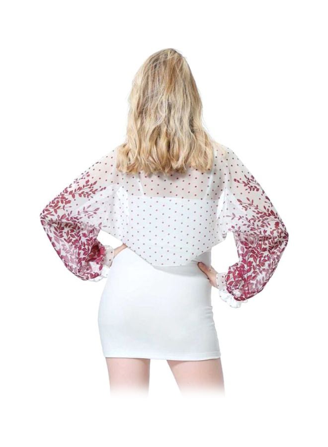 Sharpdo Long Sleeve Blouse Wine Red/White  - Image 2