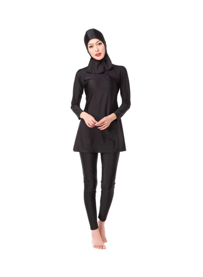 شاربدو طقم بوركيني بأكمام طويلة مكوّن من 3 قطع أسود  - Image 1