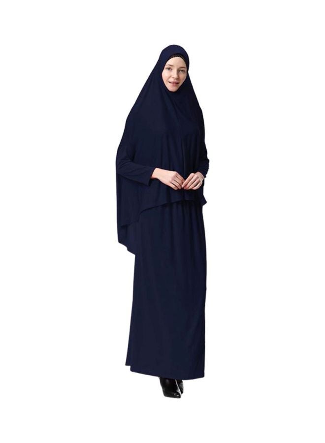 Sharpdo 2-Piece Thobe With Hijab Navy Blue - Image 1