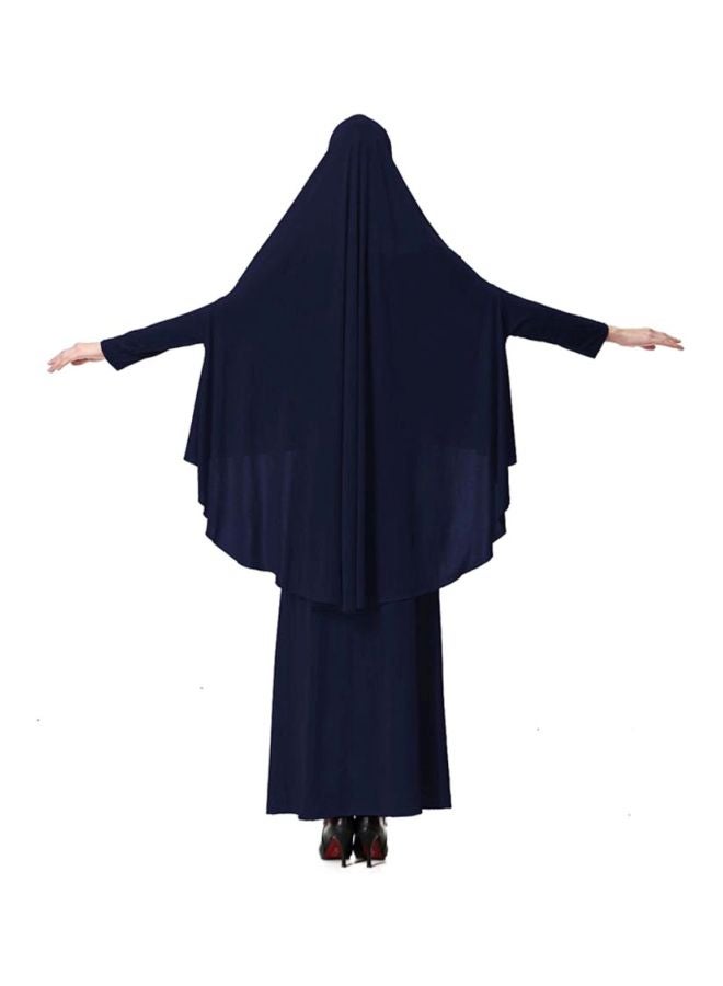 Sharpdo 2-Piece Thobe With Hijab Navy Blue - Image 2