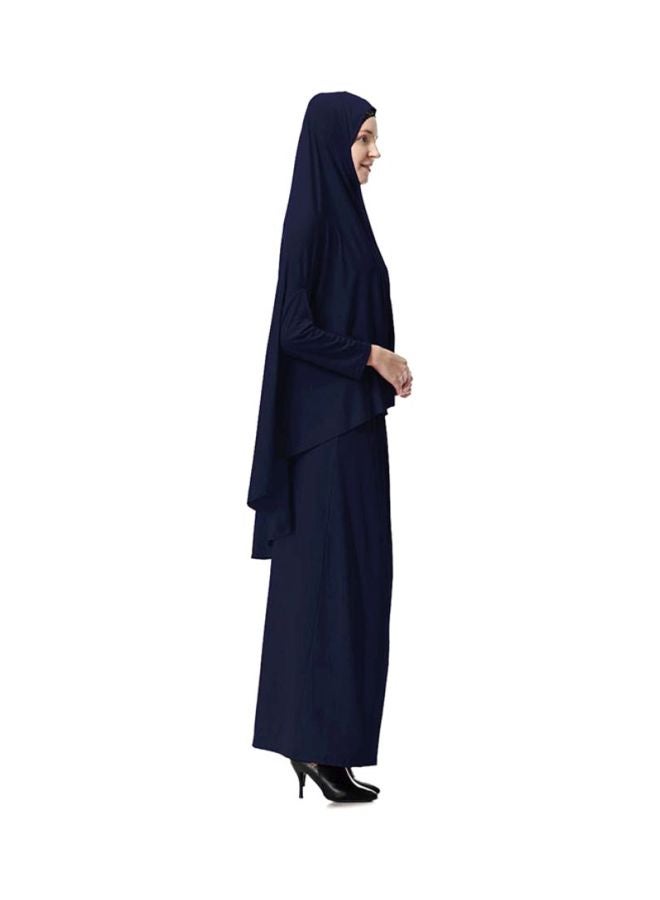 Sharpdo 2-Piece Thobe With Hijab Navy Blue - Image 3