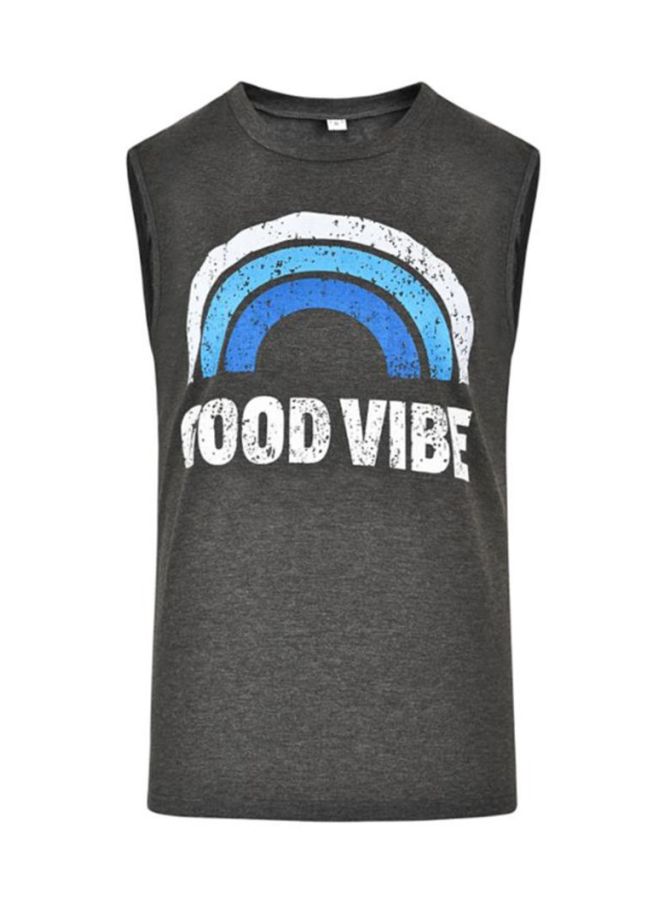 شاربدو فيست برقبة دائرية وبدون أكمام رمادي/أزرق/أبيض - Image 1