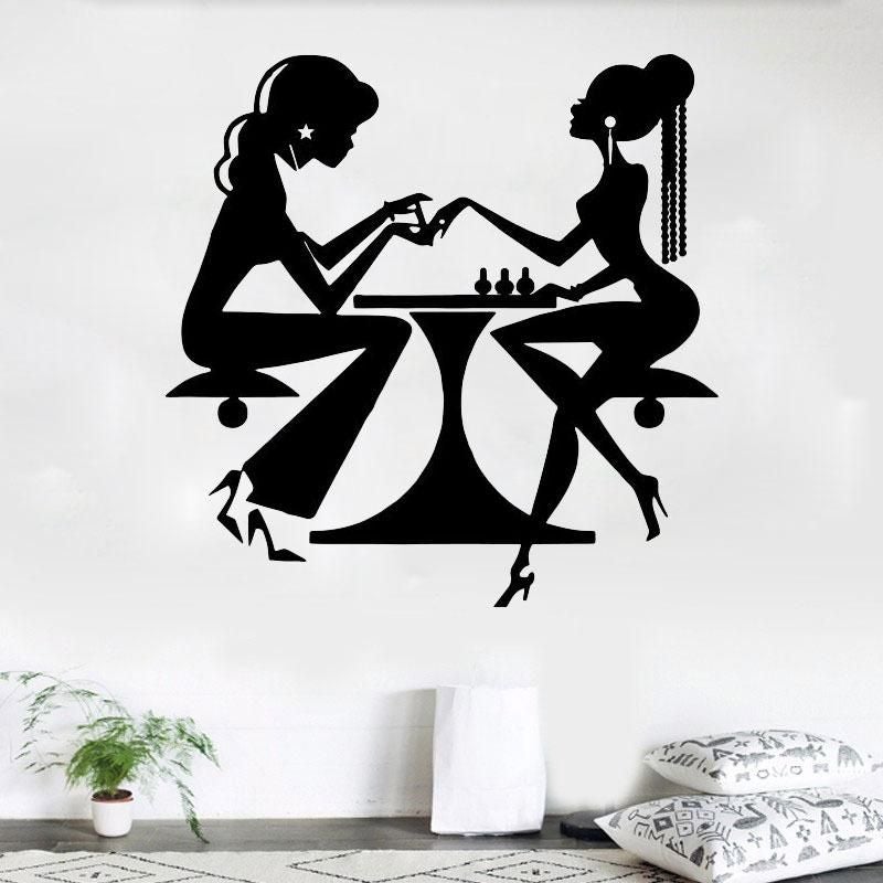 Fast Print Carved Nail Salon Body Health Clubhouse Window Background Wall Sticker Black 45x45cm  - Image 3