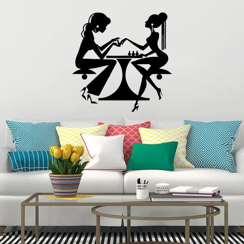 Fast Print Carved Nail Salon Body Health Clubhouse Window Background Wall Sticker Black 45x45cm  - Image 4
