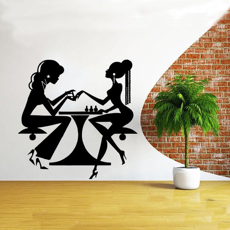 Fast Print Carved Nail Salon Body Health Clubhouse Window Background Wall Sticker Black 45x45cm  - Image 5