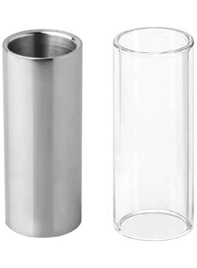 Generic 2-Piece Stainless Steel & Glass Guitar Slide  - Image 1
