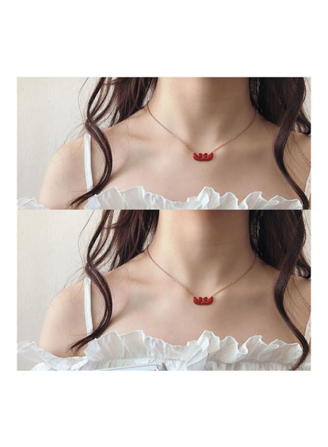 Women’s Double Swan Necklace With Red Crystals  - Image 2
