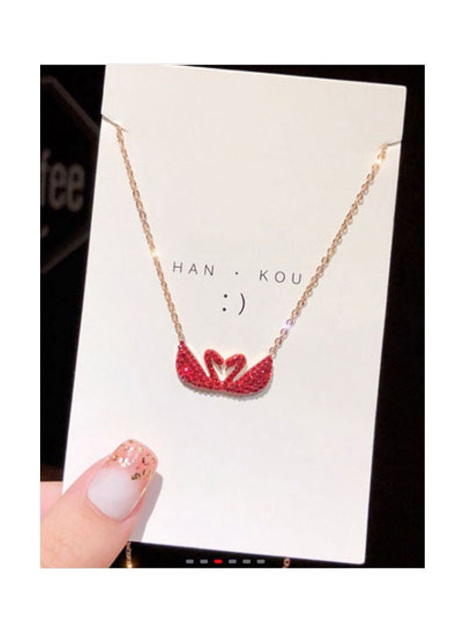 Women’s Double Swan Necklace With Red Crystals  - Image 1