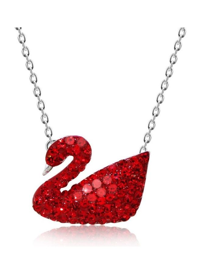 Swan Necklace With Red Crystals - Image 1