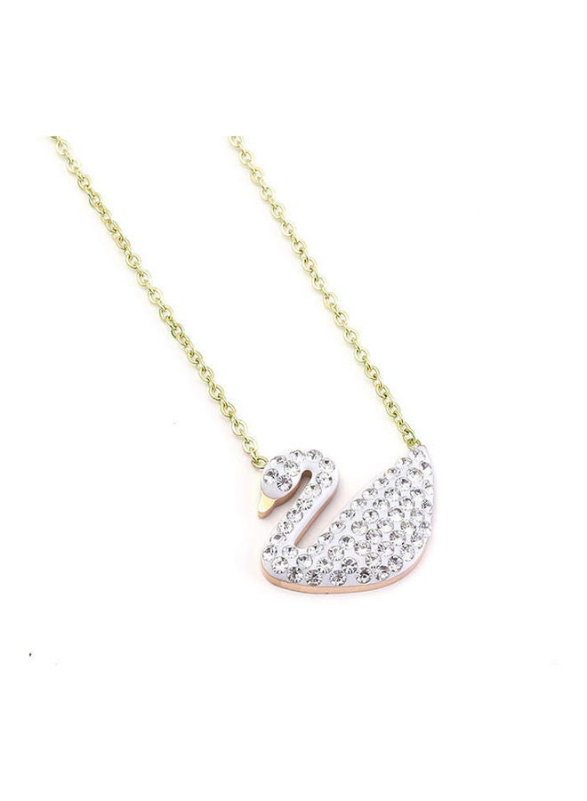 Women's Swan Necklace With White Crystals - Image 1