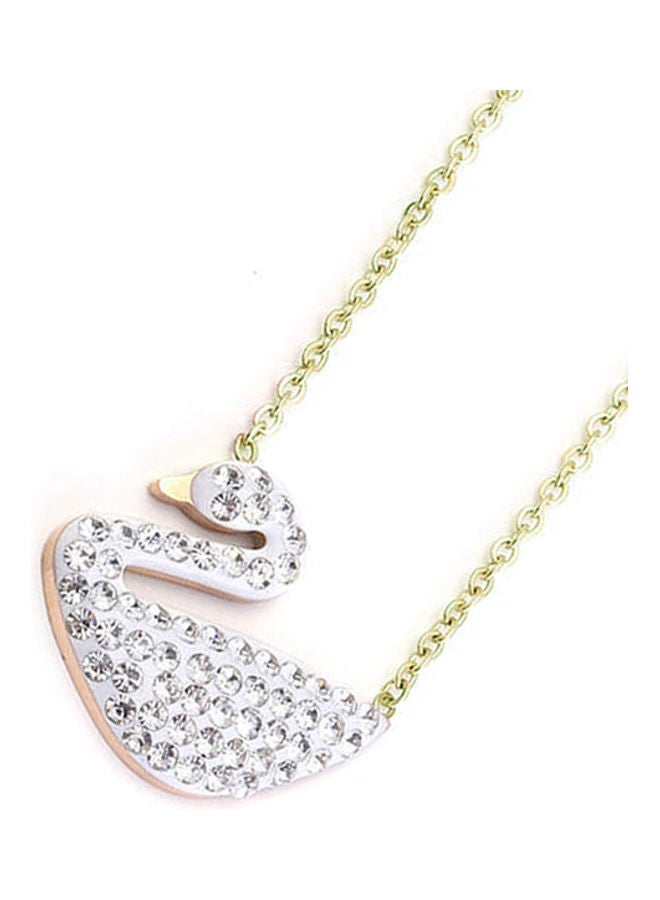 Women's Swan Necklace With White Crystals - Image 2