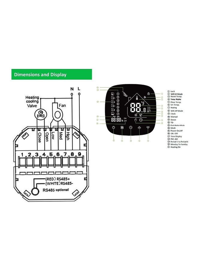 Generic - Royal Apex Luxury Design Wifi Programmable Room Smart Thermostat 0.1 ml 1200 W 2pipeWhite Black - Image 1