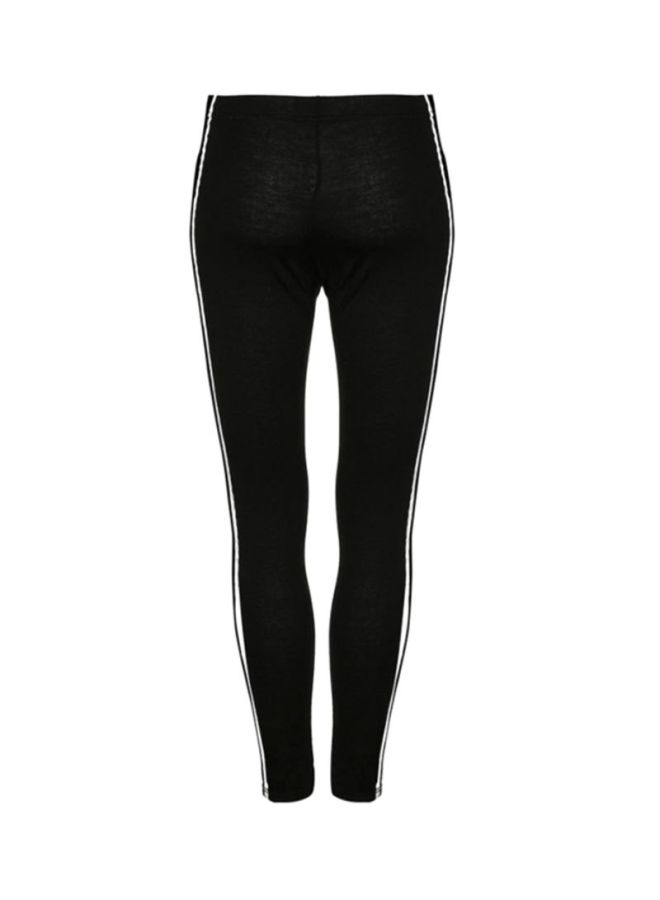 Sharpdo Solid Slim Fit Leggings Black/White - Image 2