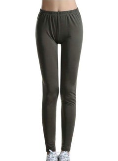 Casual Polyester Leggings Army Green