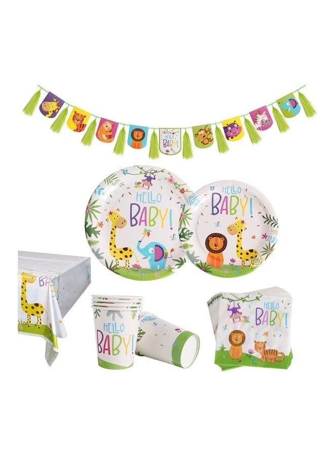 Goldedge 114-Pieces Baby Party Pack Tableware Cups Napkin Tissue Straws Plates Set 16 Guest - Image 1