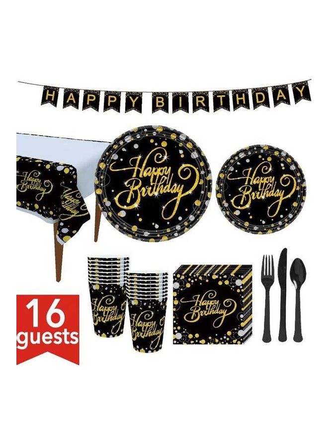 Goldedge 114-Piece Happy Bithday Party Pack Tableware Cups Napkin Tissue Straws Plates Set 16 Guest  - Image 1