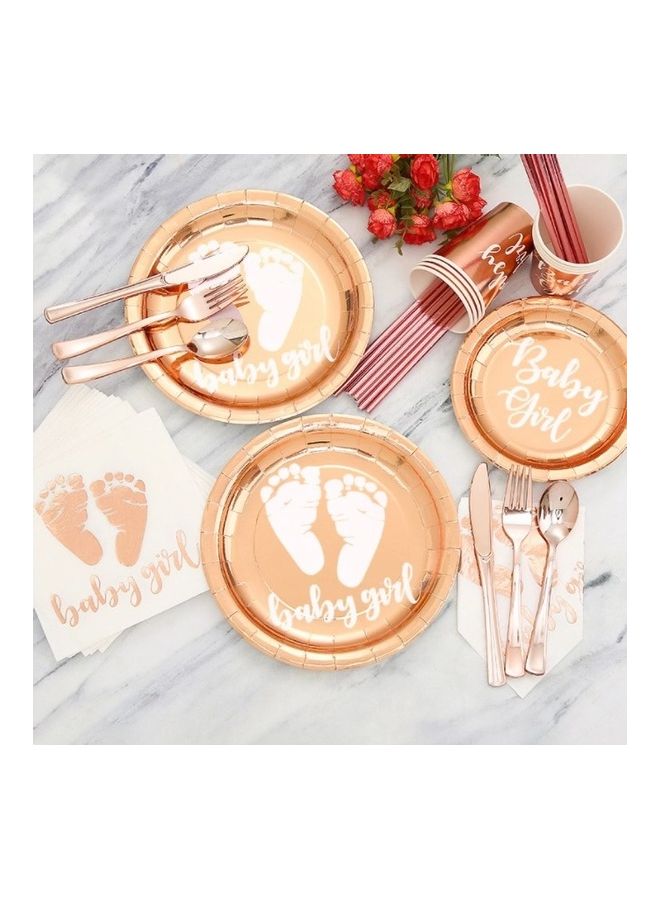 Goldedge 114-Piece Baby Girl Party Pack Tableware Cups Napkin Tissue Straws Plates Set 16 Guest - Image 3
