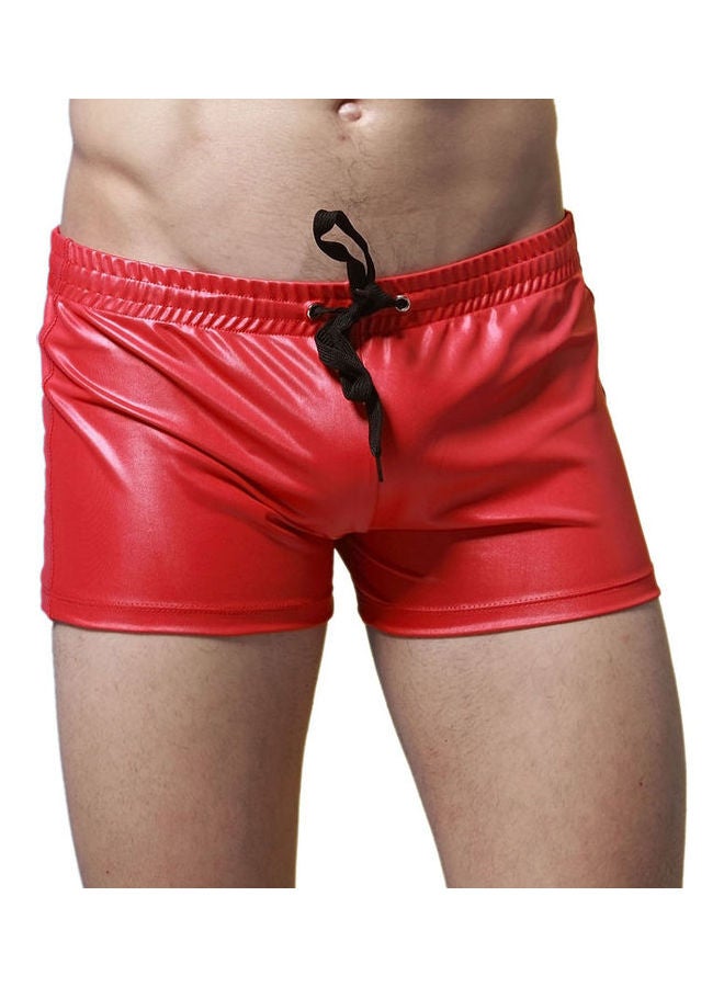 Solid Leather Shorts Red  - Image 1