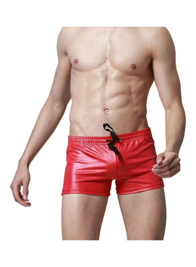 Solid Leather Shorts Red  - Image 2