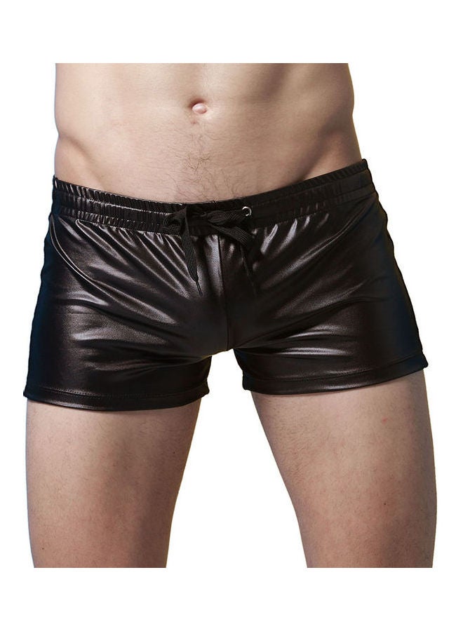 Solid Leather Shorts Black  - Image 1