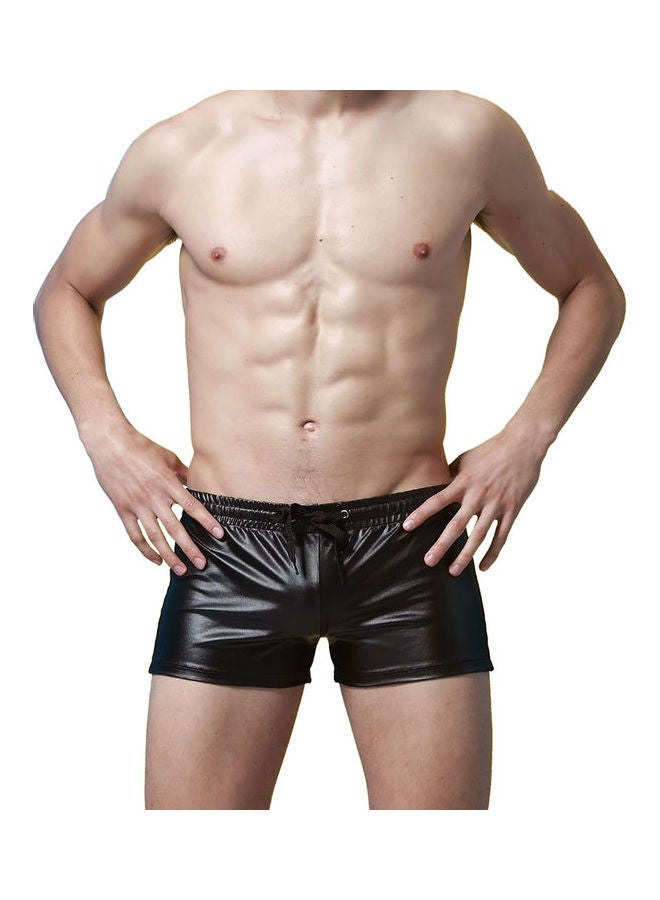 Solid Leather Shorts Black  - Image 2