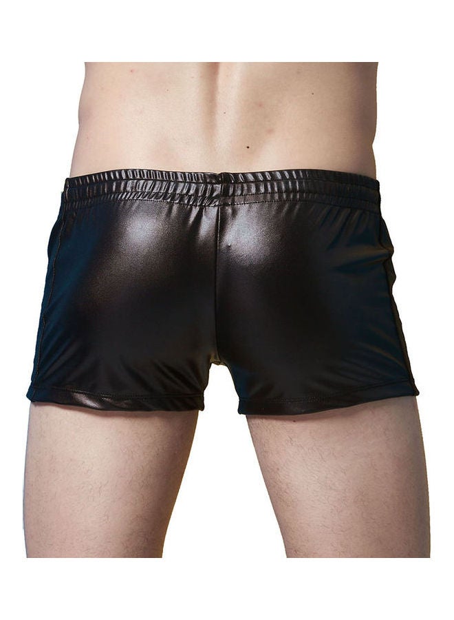 Solid Leather Shorts Black  - Image 3
