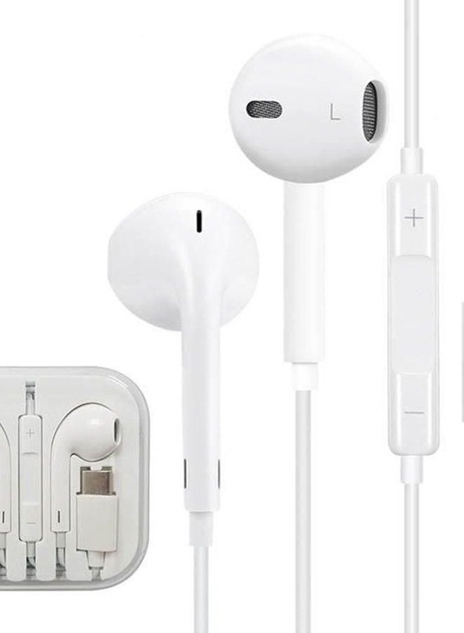 Generic - Wired Type-C In-Ear Earphones With Microphone For Oneplus 6T White - Image 1