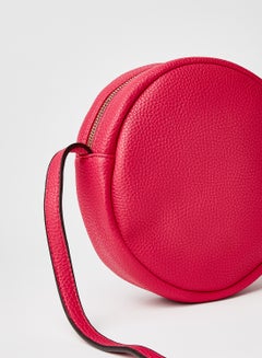 R&B Adjustable Strap Zipper Closure Round Pu Casual Womens Crossbody Bag Fuchsia  - Image 3