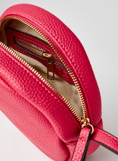 R&B Adjustable Strap Zipper Closure Round Pu Casual Womens Crossbody Bag Fuchsia  - Image 4