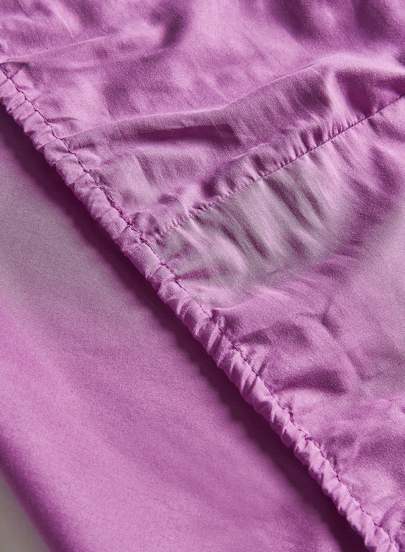 Rahalife 2- Piece Fitted Bedsheet Set Twin Size Microfiber Plum  - Image 3