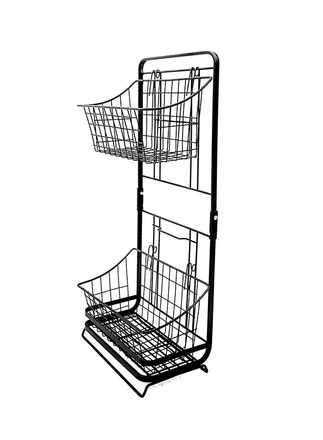المفرج رف تخزين الفواكه والخضروات من ثلاث طبقات أسود - Image 1