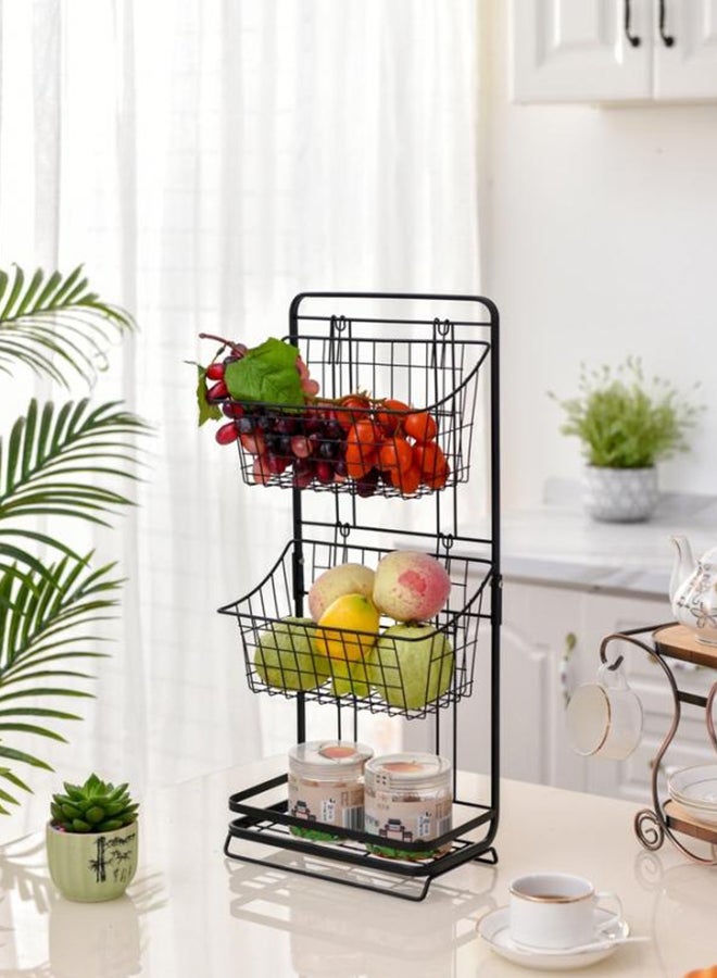 المفرج رف تخزين الفواكه والخضروات من ثلاث طبقات أسود - Image 2