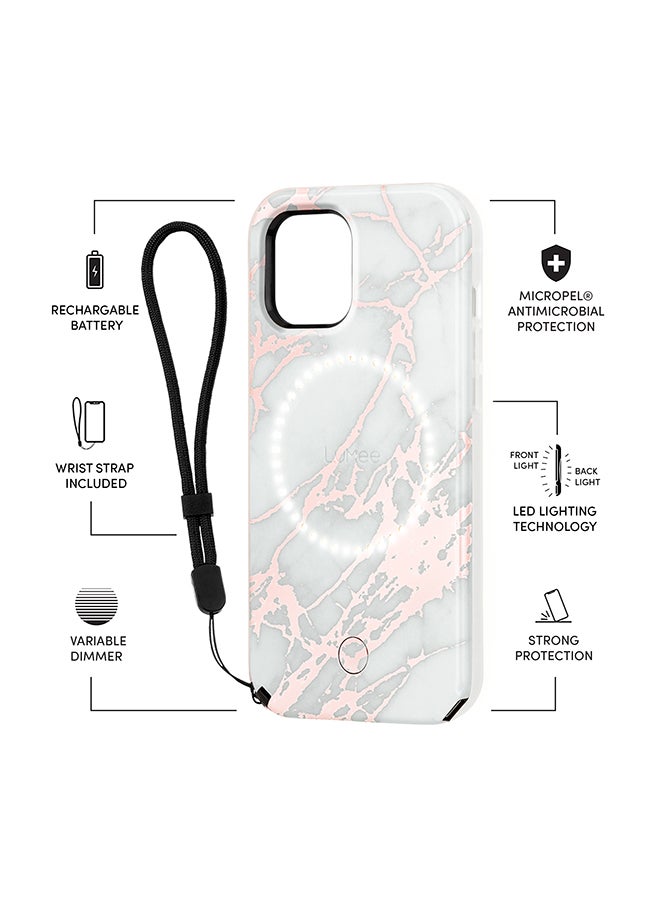 LuMee Protective Case Cover For Apple iPhone 12 mini White Marble  - Image 2