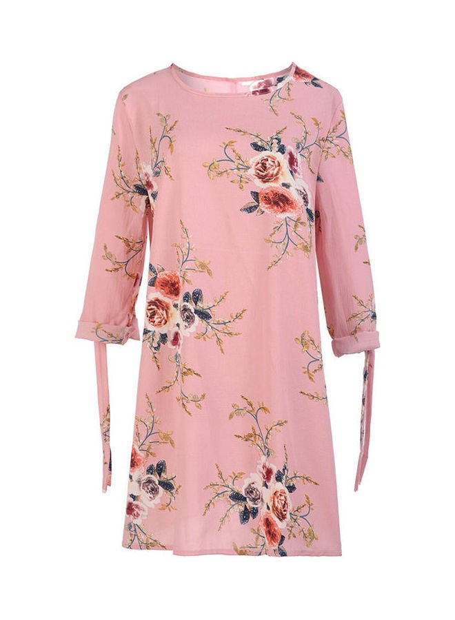 Floral Printed Mini Dress Pink/Green/Orange