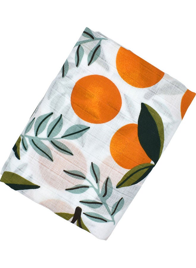 Orange Printed Double Layer Muslin Swaddle - Image 1