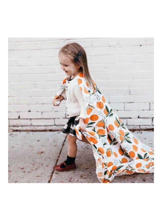 Orange Printed Double Layer Muslin Swaddle - Image 2