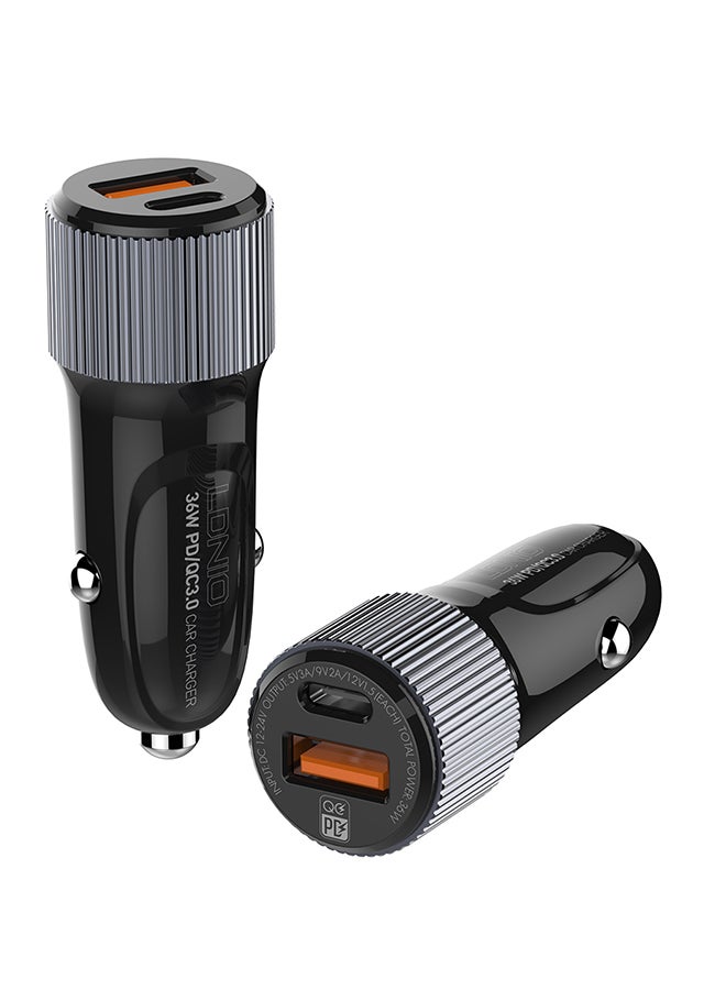 لدنيو شاحن سيارة بمنفذي Usb-C أسود/ رمادي  - Image 4