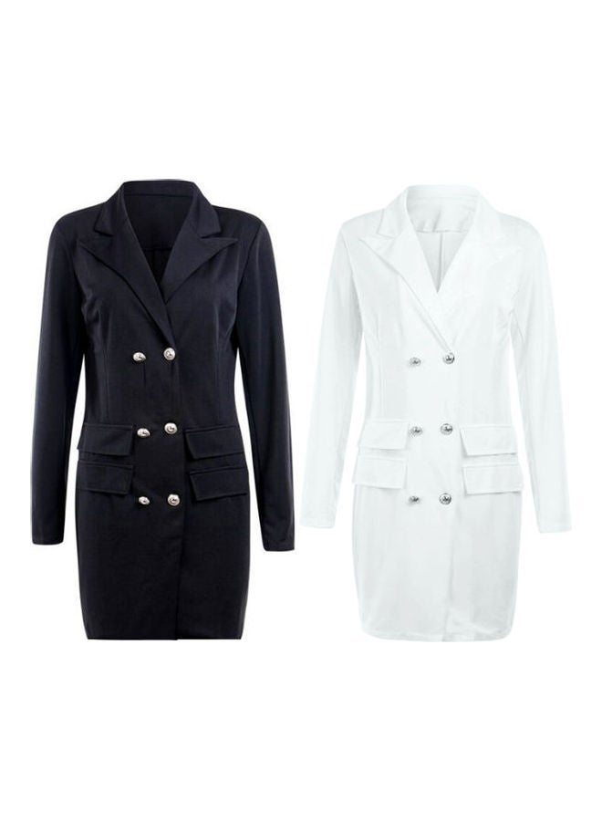 فستان رسمي بطية صدر وفتحة رقبة بتصميم حرف V أسود - Image 2