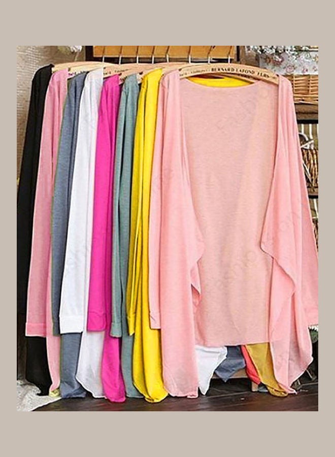 Summer Beach Long Sleeve Sunscreen Cardigan Casual Shawl Rose Red - Image 2