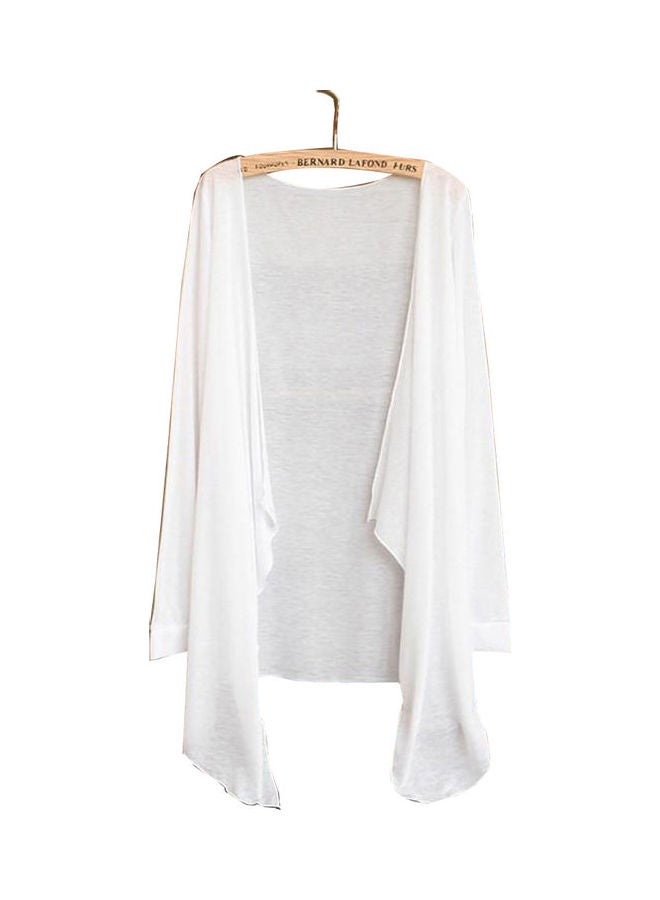 Generic Summer Beach Long Sleeve Sunscreen Cardigan Casual Shawl White  - Image 1
